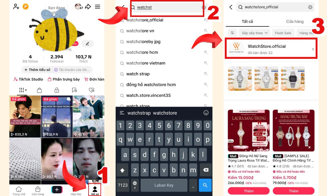 Cách làm Affiliate TikTok đồng hồ cho học sinh, sinh viên cực dễ (cập nhật 2026) 10 Tìm “WatchStore Official” trong TikTok Shop