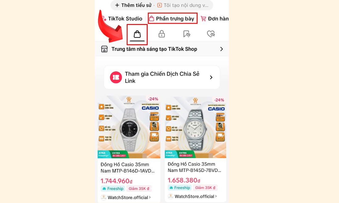 Cách làm Affiliate TikTok đồng hồ cho học sinh, sinh viên cực dễ (cập nhật 2026) 12 Sau khi nhấn “Thêm sản phẩm”, item sẽ xuất hiện trong giỏ