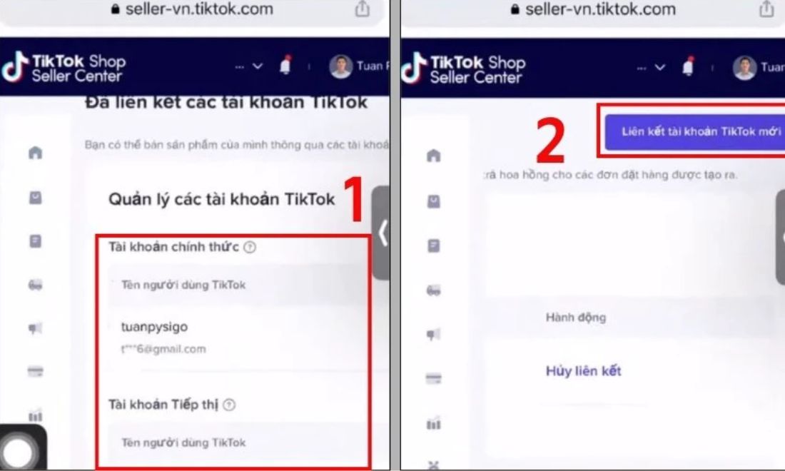 Cách làm Affiliate TikTok đồng hồ cho học sinh, sinh viên cực dễ (cập nhật 2026) 6 Nhấn ‘Liên kết tài khoản TikTok mới’