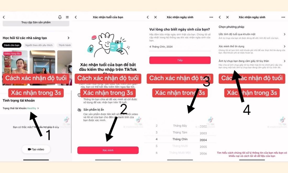 Cách làm Affiliate TikTok đồng hồ cho học sinh, sinh viên cực dễ (cập nhật 2026) 3 Tạo và xác minh tài khoản TikTok Shop