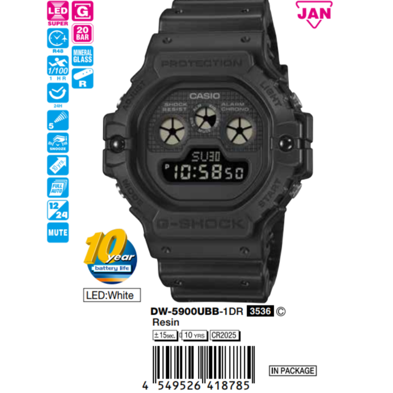 Casio 46.8mm Nam DW-5900UBB-1DR