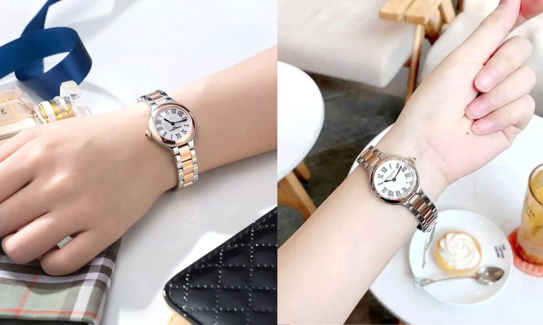 Dây demi tinh tế, mặt số trắng thanh lịch