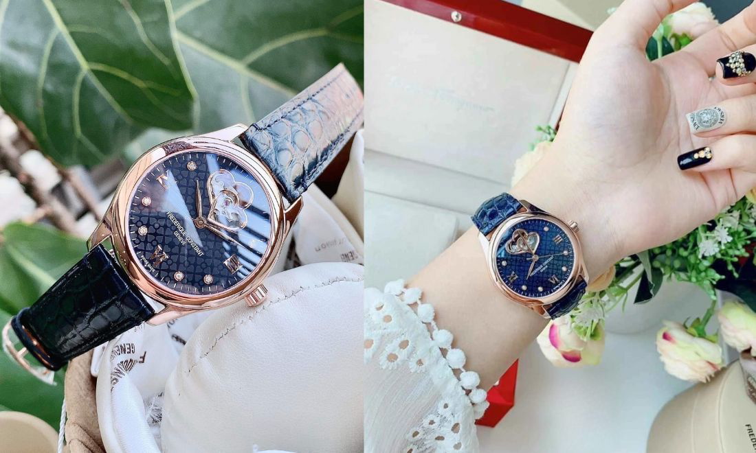 Lộ cơ trái tim đôi, mặt xanh navy sang trọng