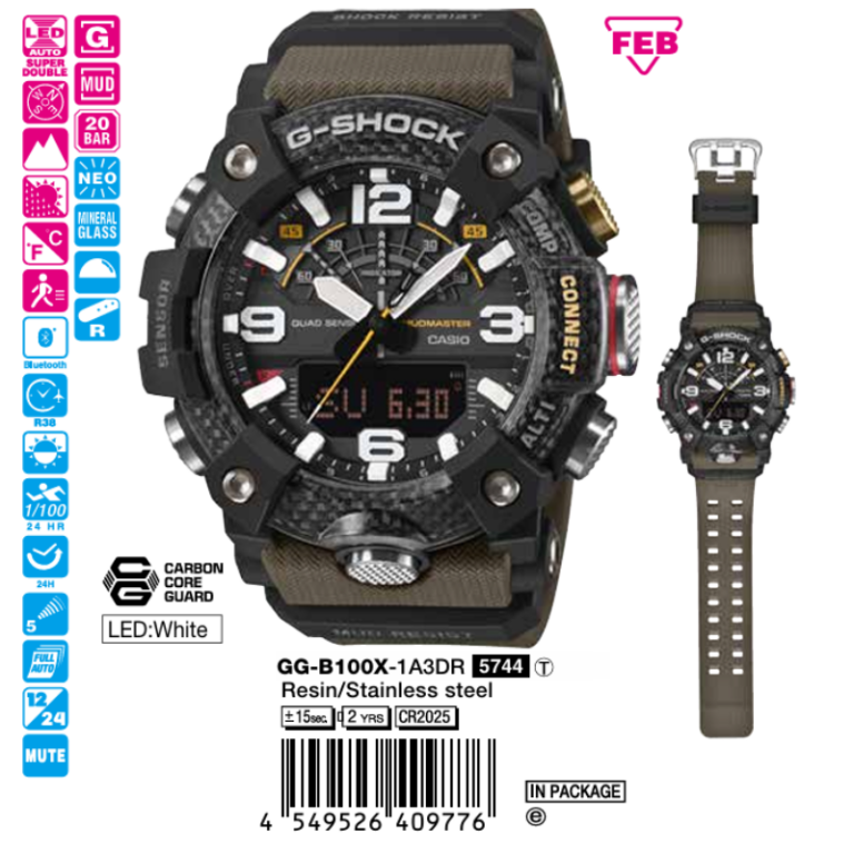 Casio 55.4mm × 51.3mm Nam GG-B100X-1A3DR