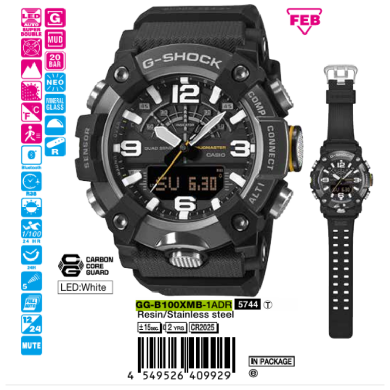 Casio 55.4mm × 51.3mm Nam GG-B100XMB-1ADR