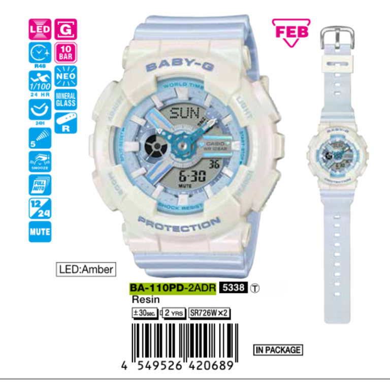 Casio 46.3mm × 43.4mm Nữ BA-110PD-2ADR