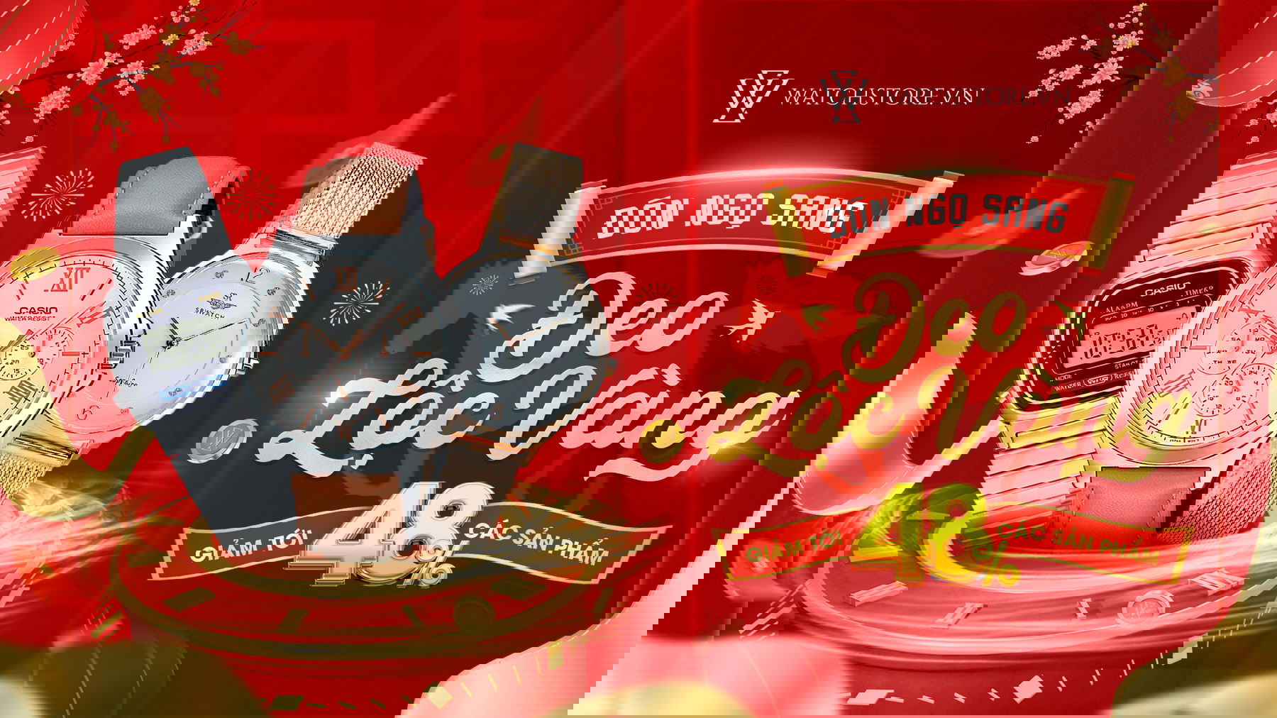 Đồng hồ nữ 2 banner sale tet dong ho nu mb