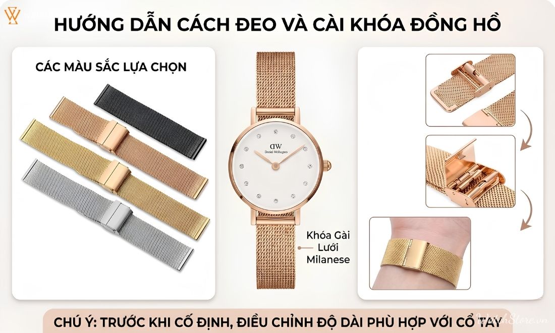Hướng dẫn cách đeo đồng hồ Daniel Wellington DW dây kim loại 2 Hướng dẫn cách đeo đồng hồ Daniel Wellington DW dây kim loại - ảnh 2