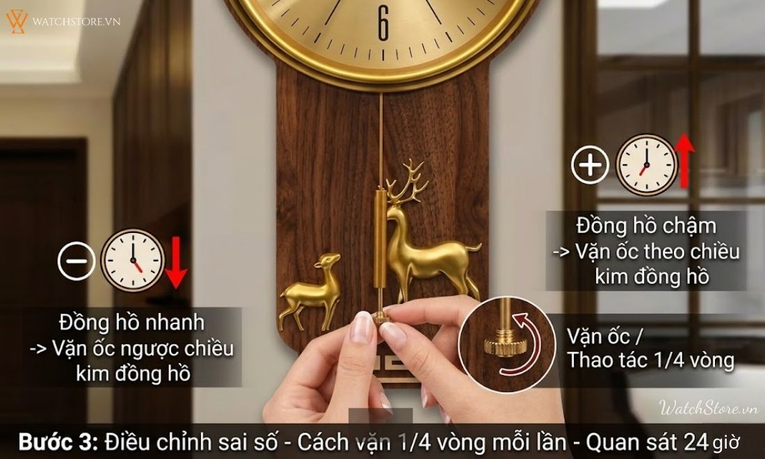 Cách chỉnh đồng hồ quả lắc nhanh chậm cho người mới bắt đầu - ảnh 4