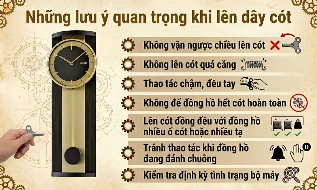 2 Cách Lên Dây Cót Đồng Hồ Quả Lắc Chuẩn, Đúng Kỹ Thuật 7 cach len day cot dong ho qua lac 7