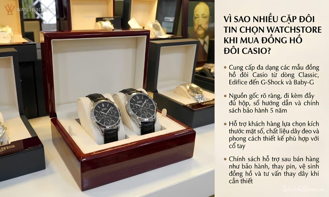 Đồng hồ đôi Casio nào đẹp? Top 7 mẫu được yêu thích nhất 2026 9 dong ho doi casio 9