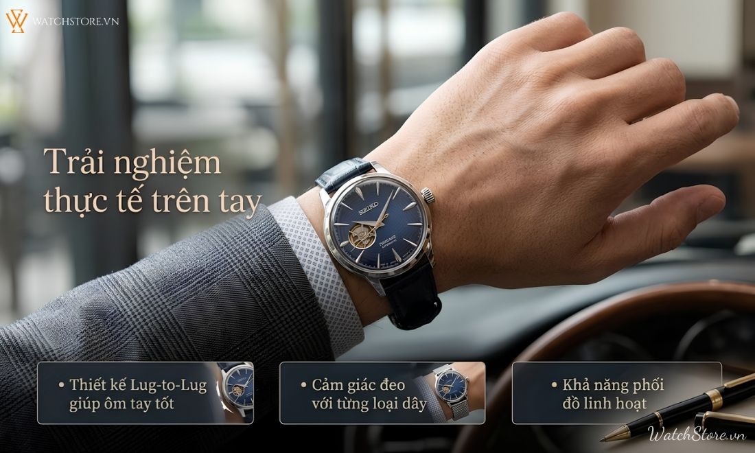 Đồng hồ Seiko Presage Open Heart: Vẻ đẹp lộ cơ đậm chất Nhật Bản 5 Đồng hồ Seiko Presage Open Heart: Vẻ đẹp lộ cơ đậm chất Nhật Bản - ảnh 5