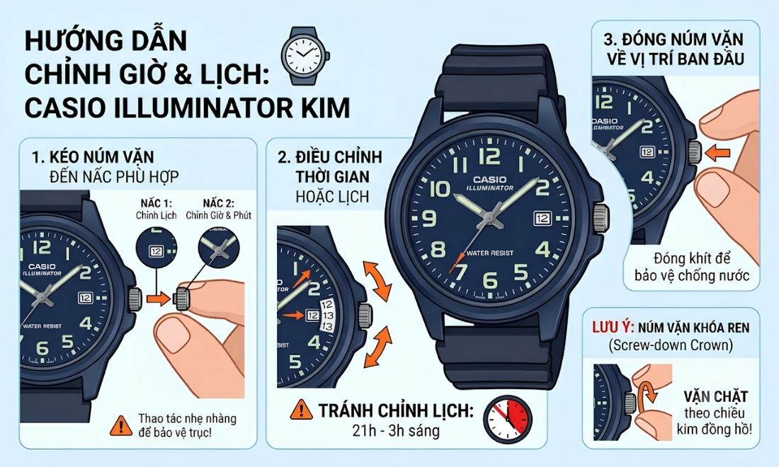 Hướng dẫn cách chỉnh đồng hồ Casio Illuminator chi tiết từ A-Z - ảnh 4