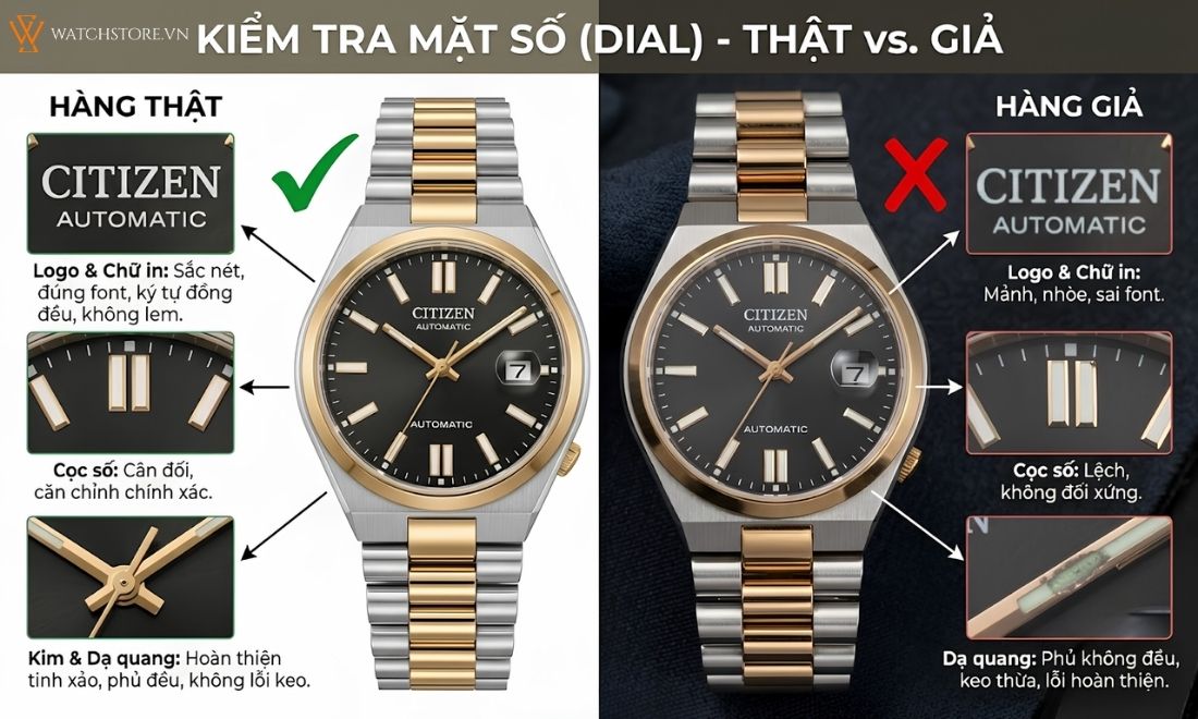 Citizen Tsuyosa Fake: 5 dấu hiệu nhận biết chính xác 100% - ảnh 3