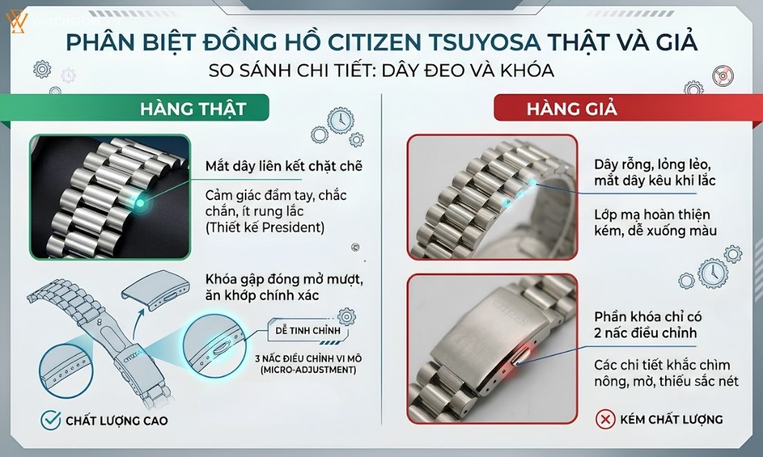 Citizen Tsuyosa Fake: 5 dấu hiệu nhận biết chính xác 100% - ảnh 4