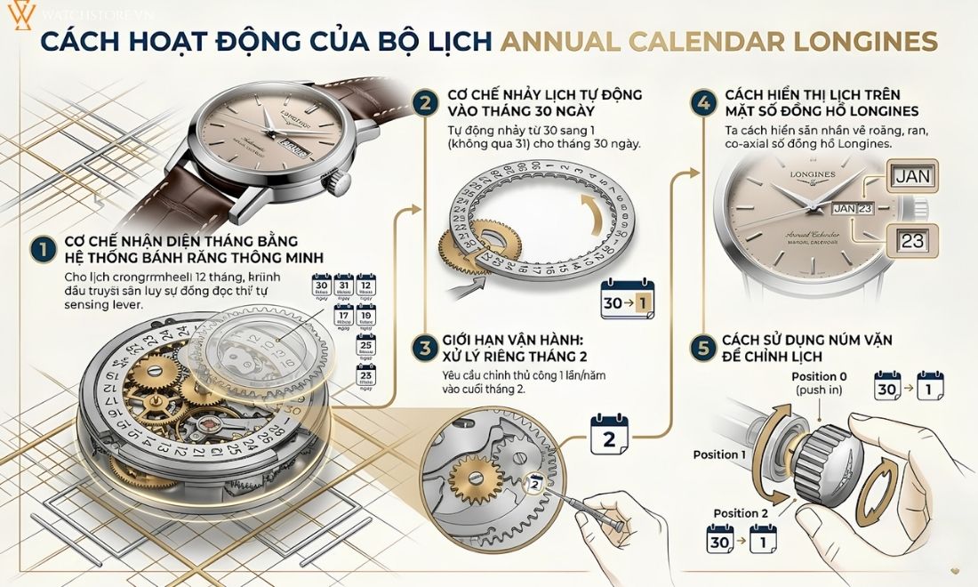 BST đồng hồ Longines Annual Calendar đẳng cấp, chính xác - ảnh 2