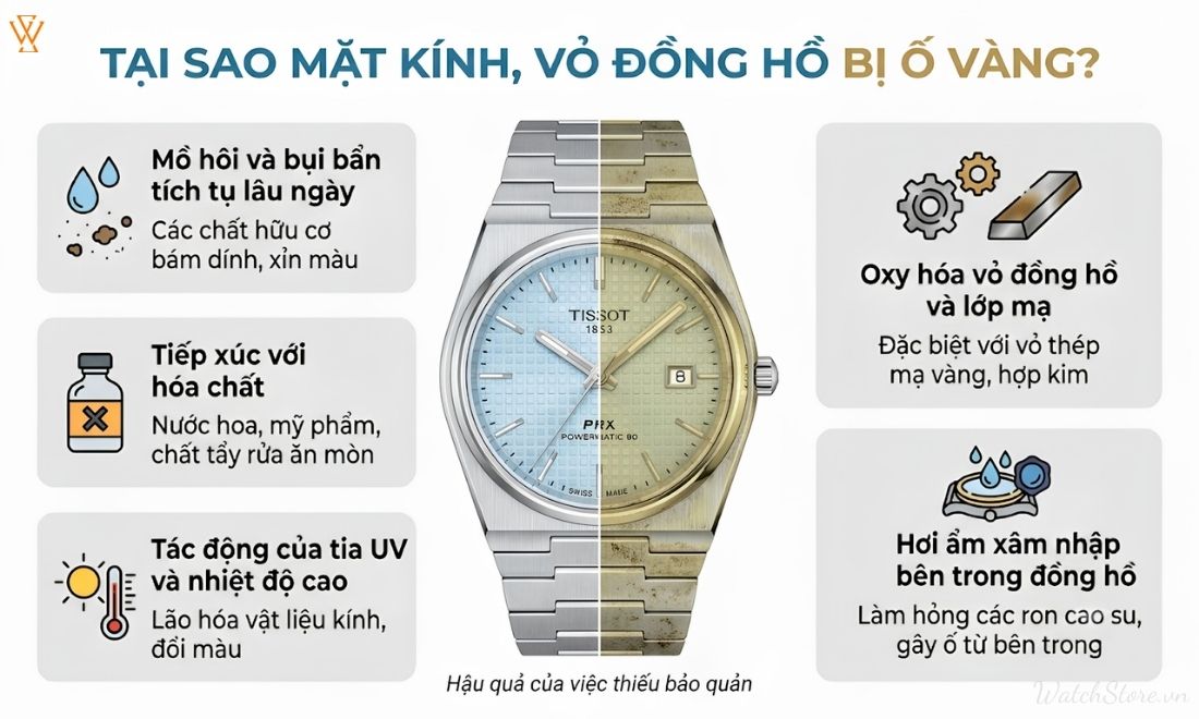 Mặt đồng hồ bị ố vàng có sửa được không? Giải pháp hiệu quả 2 Mặt đồng hồ bị ố vàng có sửa được không? Giải pháp hiệu quả - ảnh 2