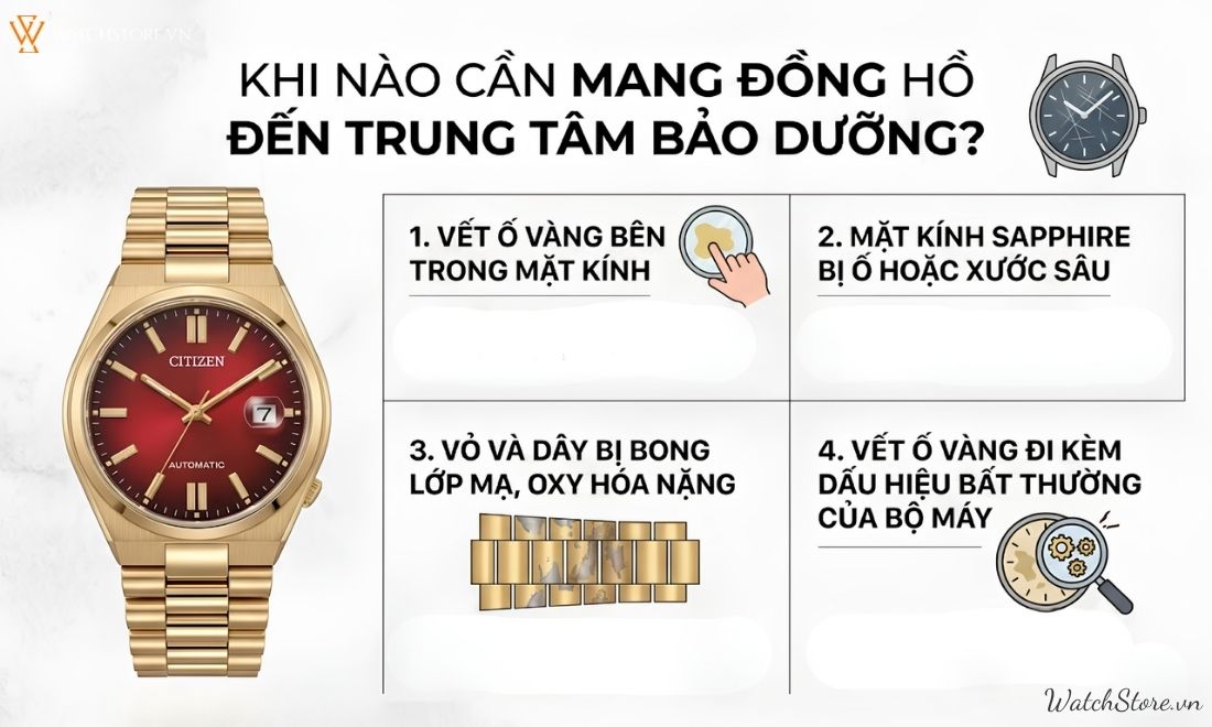 Mặt đồng hồ bị ố vàng có sửa được không? Giải pháp hiệu quả 4 Mặt đồng hồ bị ố vàng có sửa được không? Giải pháp hiệu quả - ảnh 4