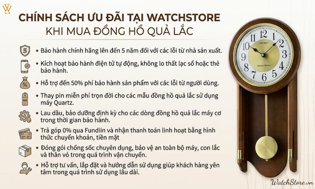 Địa chỉ mua đồng hồ quả lắc ở TPHCM uy tín, chính hãng 3 Địa chỉ mua đồng hồ quả lắc ở TPHCM uy tín, bảo hành đến 5 năm - ảnh 3
