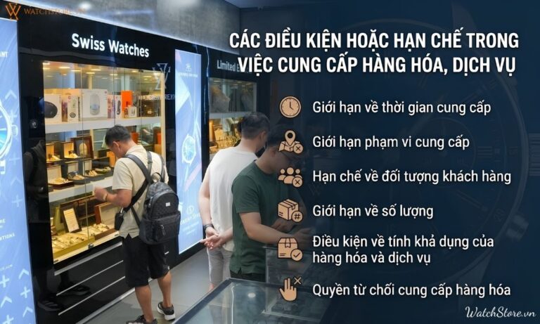 cac dieu kien hoac han che trong viec cung cap hang hoa dich vu