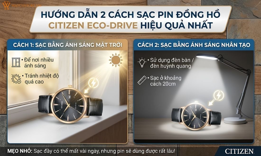 Cách sạc pin đồng hồ Citizen Eco-Drive đúng cách giúp pin bền lâu - ảnh 2