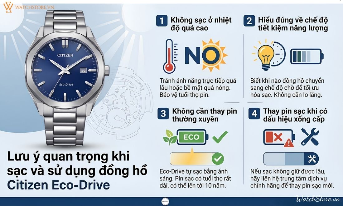 Cách sạc pin đồng hồ Citizen Eco-Drive đúng cách giúp pin bền lâu - ảnh 4