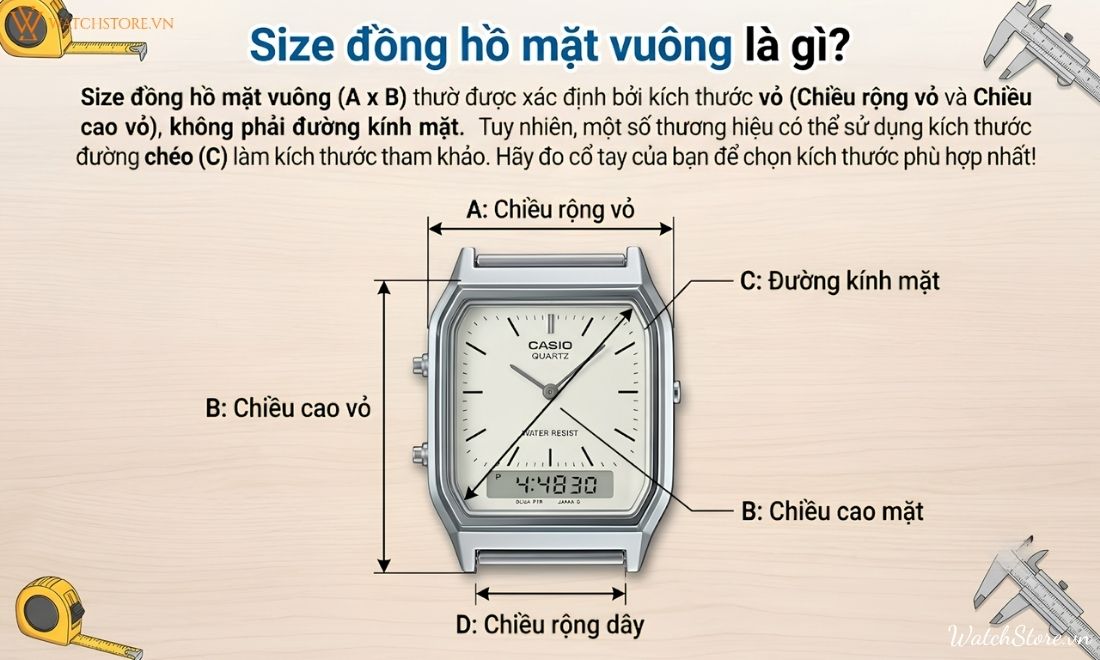 Cách tính size đồng hồ mặt vuông từ A-Z chuẩn theo phong cách 2 Cách tính size đồng hồ mặt vuông từ A-Z chuẩn theo phong cách - ảnh 2