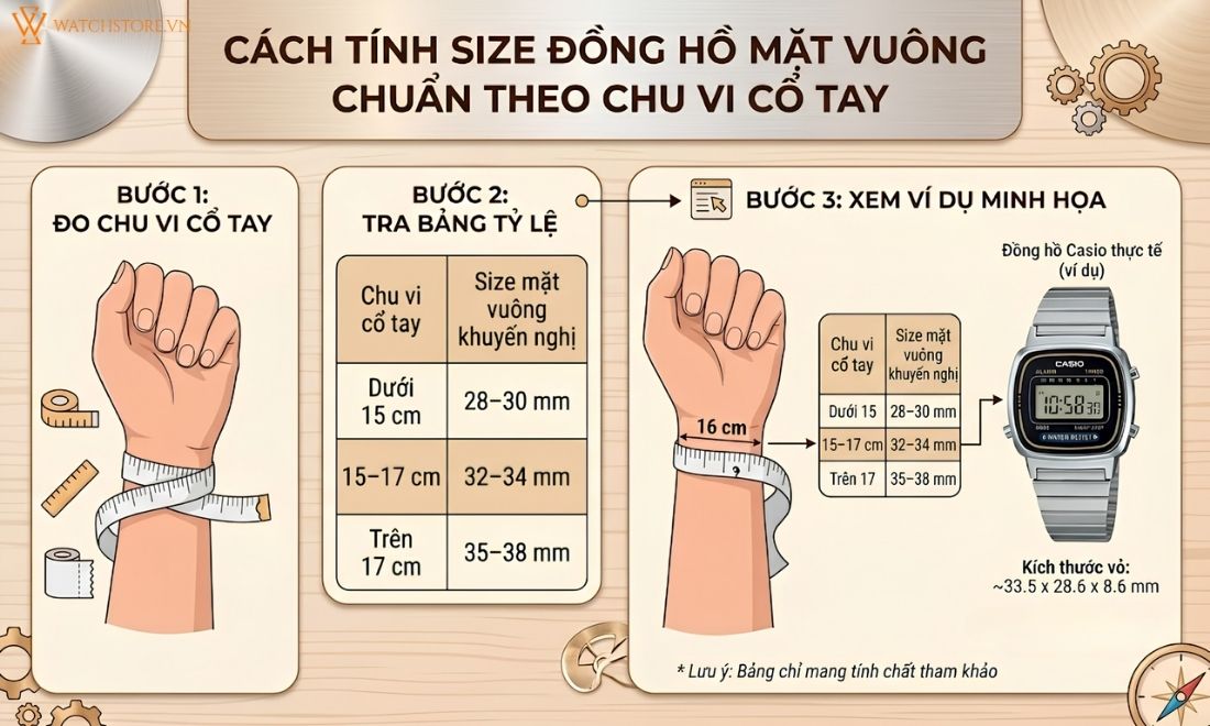 Cách tính size đồng hồ mặt vuông từ A-Z chuẩn theo phong cách 3 Cách tính size đồng hồ mặt vuông từ A-Z chuẩn theo phong cách - ảnh 3