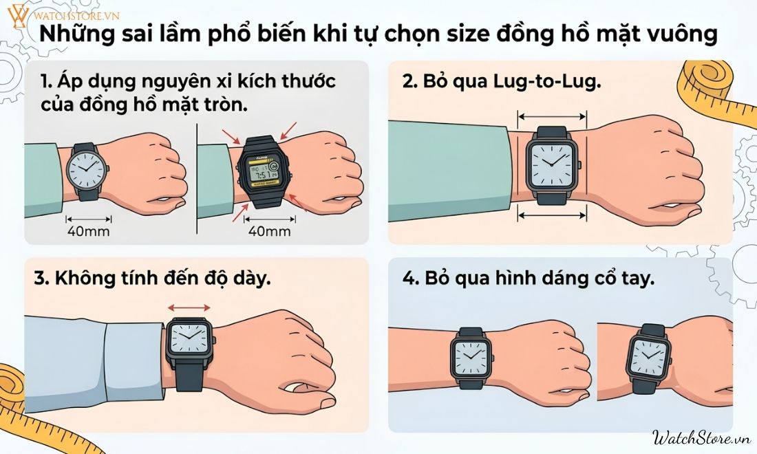 Cách tính size đồng hồ mặt vuông từ A-Z chuẩn theo phong cách 5 Cách tính size đồng hồ mặt vuông từ A-Z chuẩn theo phong cách - ảnh 5