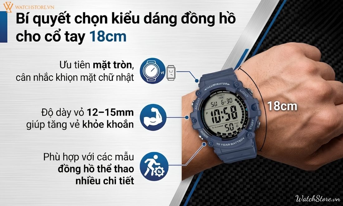 Cổ tay 18cm đeo đồng hồ size bao nhiêu? Cách chọn chuẩn cân đối - ảnh 4